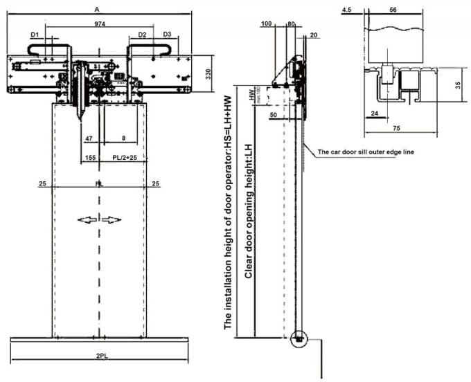 Elevator Door Machine Vvvf Center Opening Car Door Operator