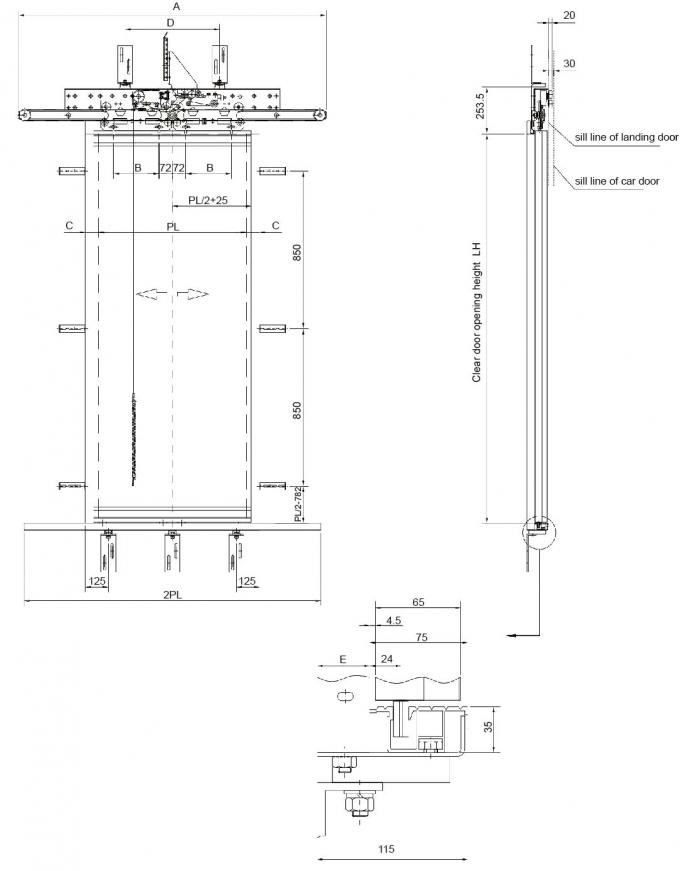 Automatic 2 Panel Elevator Door Operator Lift Control System with elevator parts