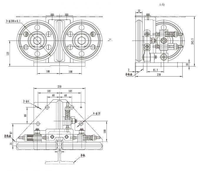 Roller Guide Shoes / Lift Elevator Parts Allowable Gross Mass ≤ 2700kg