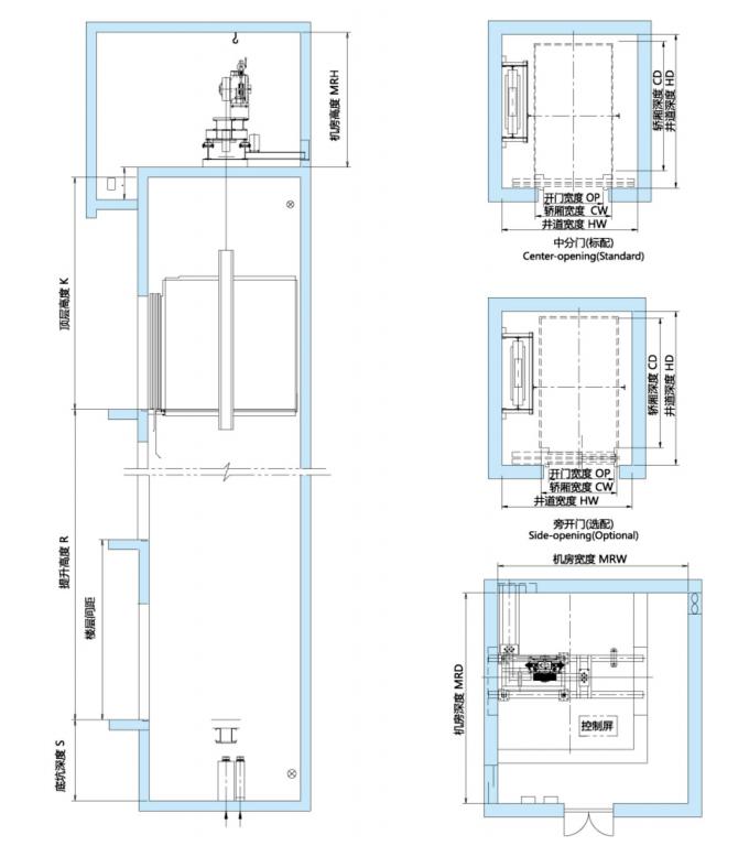 Speed 12.5m/s Safe And Stable High Speed Elevator / Low Noice Hospital