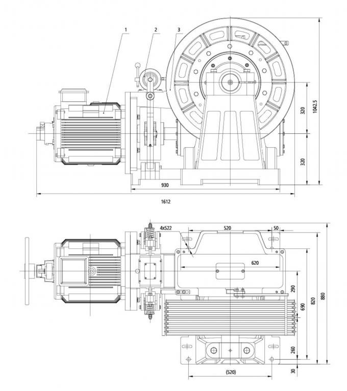 45kw 2m/S Geared Elevator Traction Machine Motor For Cargo Lifts