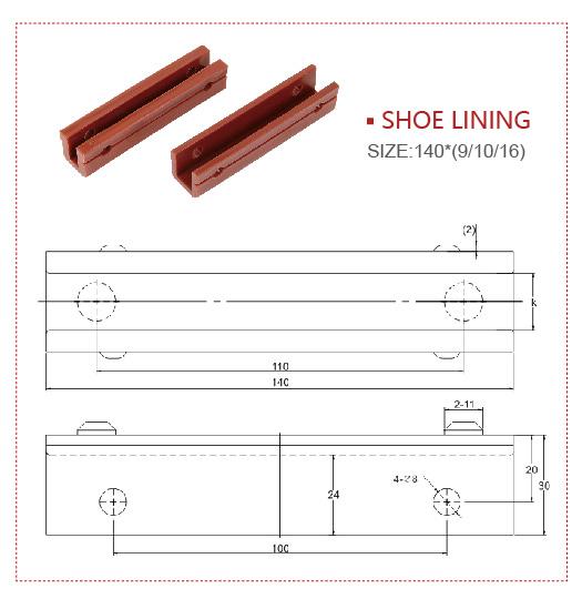 Lift Parts Elevator Slide Guides / Elevator Guide Rail Shoes 10mm Width