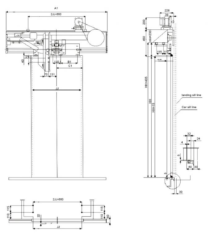 Stable Operation Elevator Door Operator Center Opening Passenger Elevator