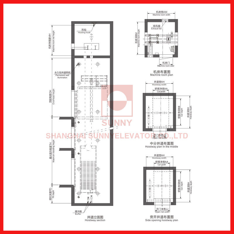 High Speed Elevator Large Space Stainless Steel For Hospital 1100