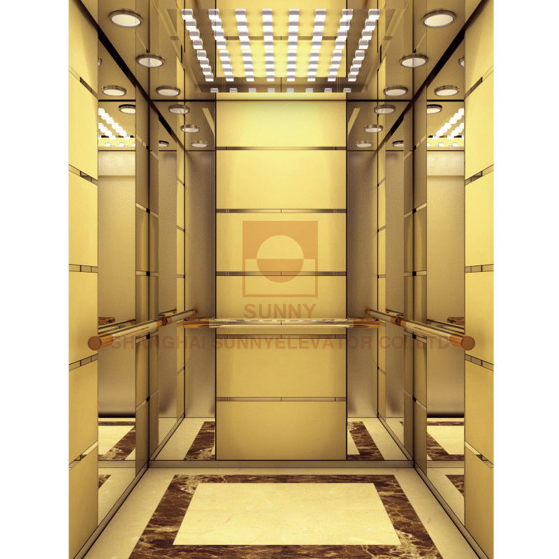 Painted Modelling Stainless Gold Elevator Cabin Design Acrylic