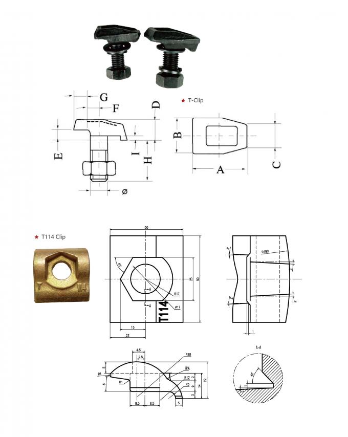 Elevator Parts Elevator Guide Rail Clip , T Type Rail Clip T1 T2 T3 T4 T5