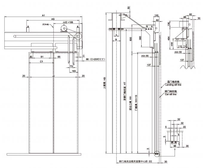 Side Opening Two Panel Vvvf Car Door Operator / Passenger Elevator Parts