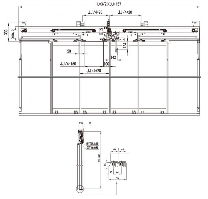 Elevator Parts Lift Door Operator Four Panel Landing Door Device With ...