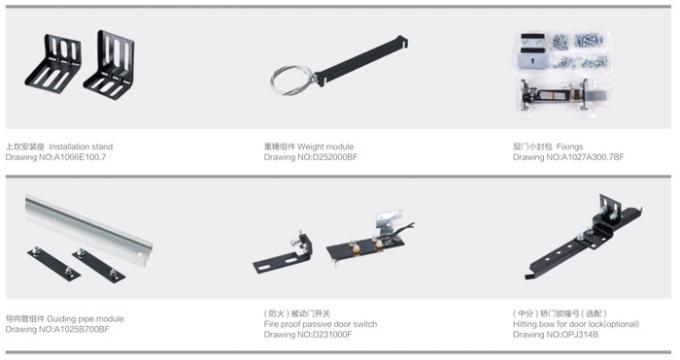 Two Panels Elevator Spare Parts Lift Landing Door Device Fireproof Type