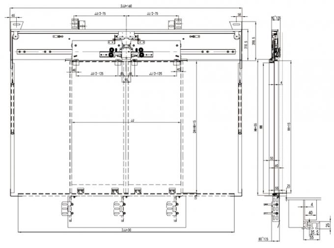 Lift Centre Opening Sliding Doors / High Speed Elevator Landing Door Device