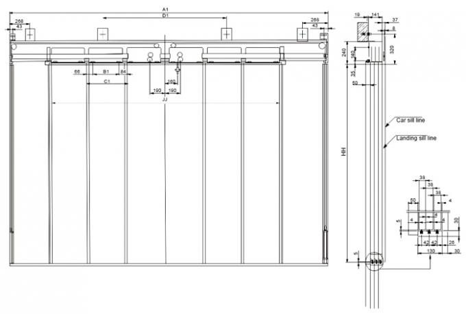 Passenger Elevator Door Operator 4 Panels Center Opening Landing Door ...