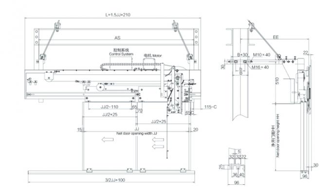 Variable Frequency Two Speed 1800mm Elevator Door Operator AC220V