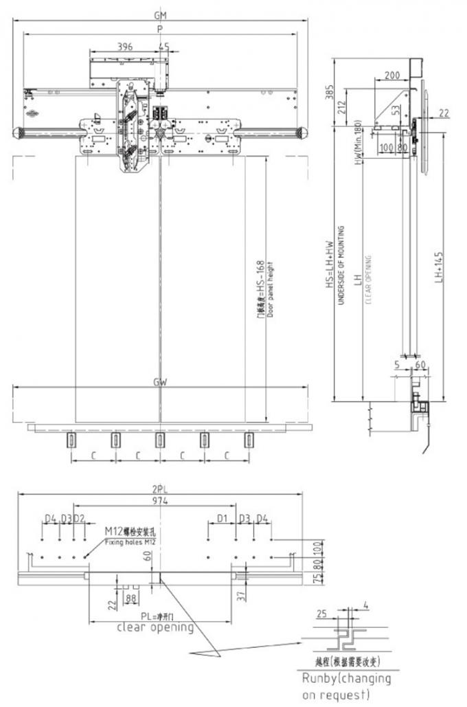 1200mm VVVF Center Opening Elevator Door Operator With Passenger Lift