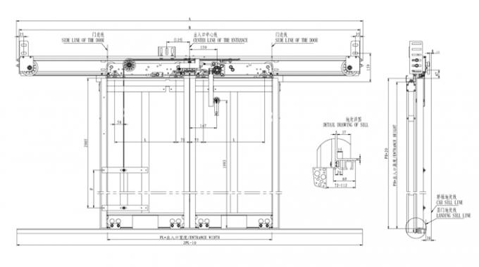 2 Panels Landing Elevator Door Operator Center Opening For Passenger ...