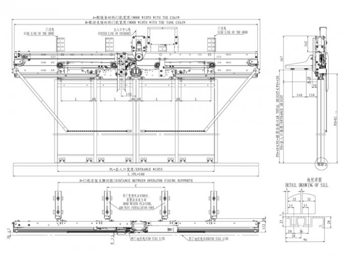 Center Opening 4 Panels Elevator Door Operator For Passenger Lift