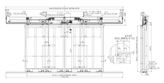 Center Opening 4 Panels Elevator Door Operator For Passenger Lift