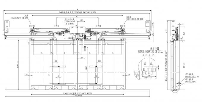 4 Panels Passenger Elevator Landing Door Device Center Opening