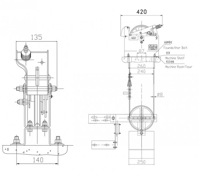 Dia 8mm Rope Elevator Safety Components Elevator Overspeed Governor