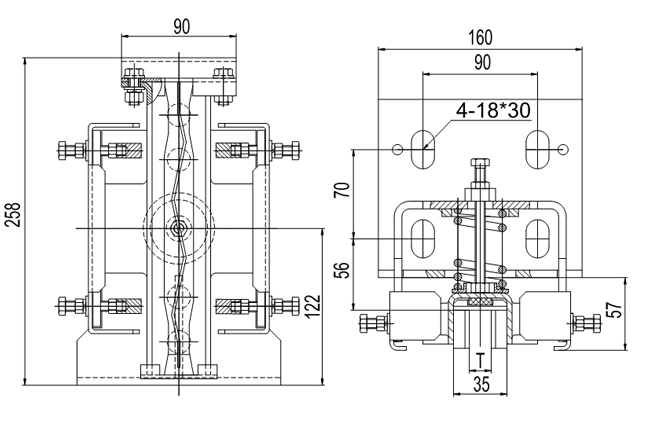 High Speed Elevator Guide Rail Shoes 16 / 10mm For Lift Parts