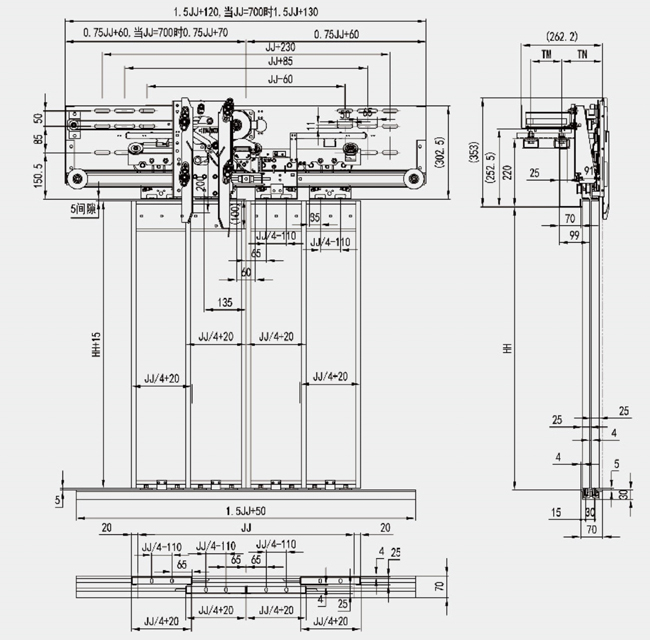 4 Panels Center Opening AC PM Door Operator For Home Lift 24V