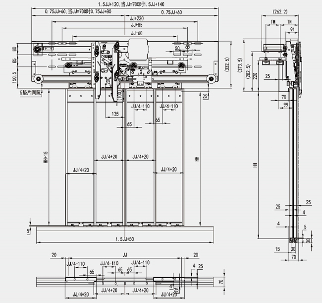 4 Panels Center Opening AC PM Door Operator For Home Lift 24V