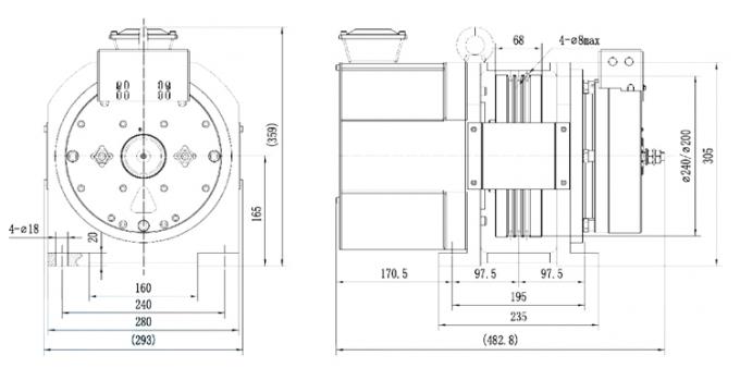 Elevators Gearless Traction Machine 220V / 380V, 2:1 Roping Single Wrap ...