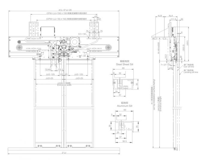 AC220V±20% Voltahe Center Opening PM Door Operator For Elevator Lift