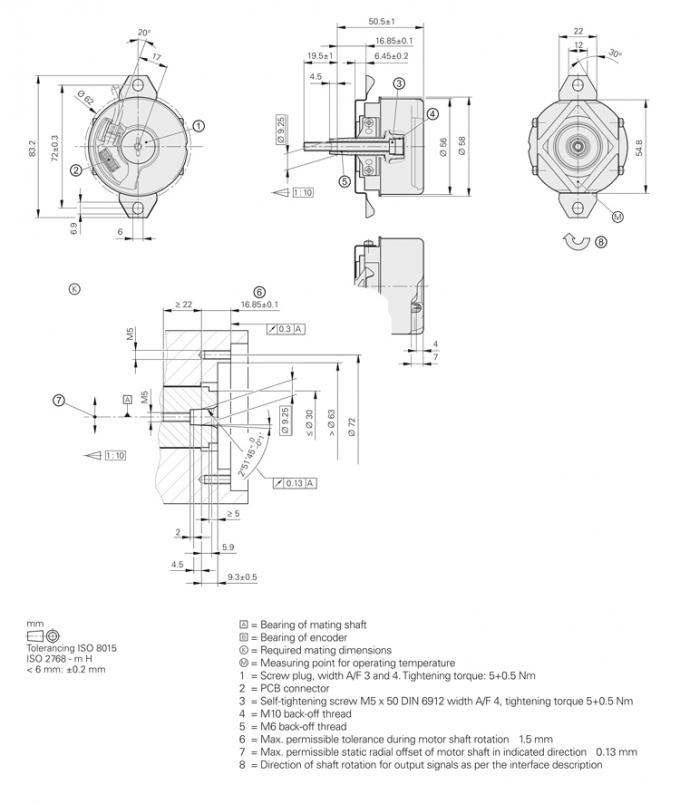 Ф56mm Built-In Bearing Absolute Rotary Encoder for Elevators