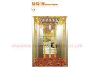 Soft Lighting Elevator Cabin Decoration With Titanium Gold Mirror / Etched