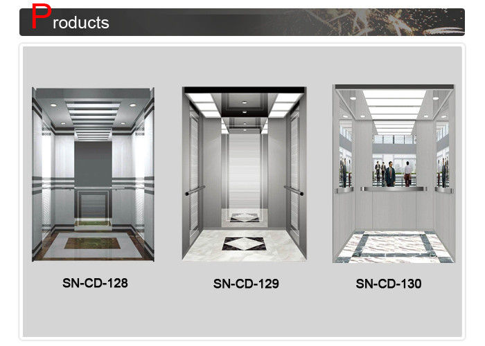 Stainless Steel Frame Elevator Cabin Decoration With Mirror Etching Middle Panel