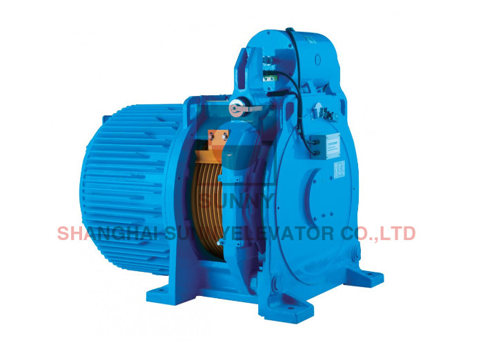 3 Phase 400V T Guide Elevator Gearless Traction Machine Permanent Magnet