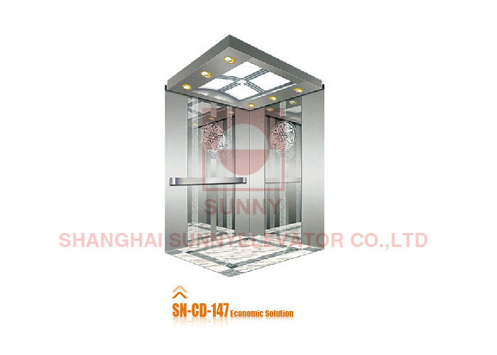 Stainless Steel Home Passenger Elevator Cabin With Mirror Etching Design