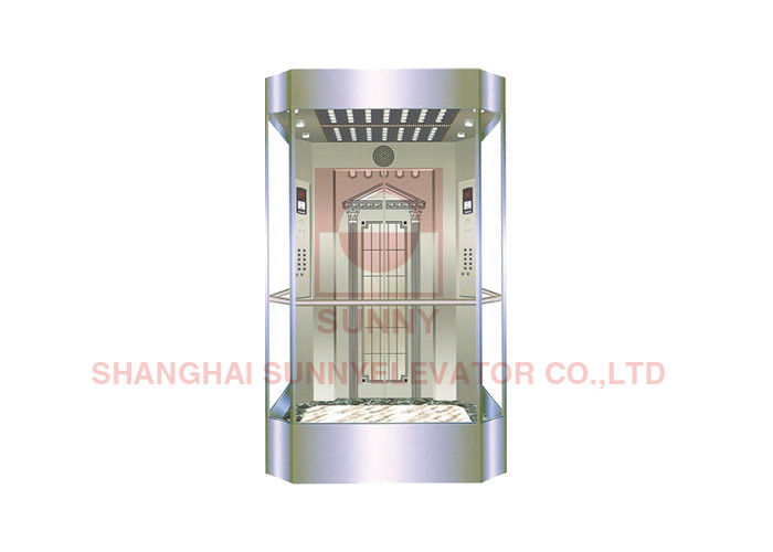 2000kg Observation Elevator With Square Shape Full Glass Cabin