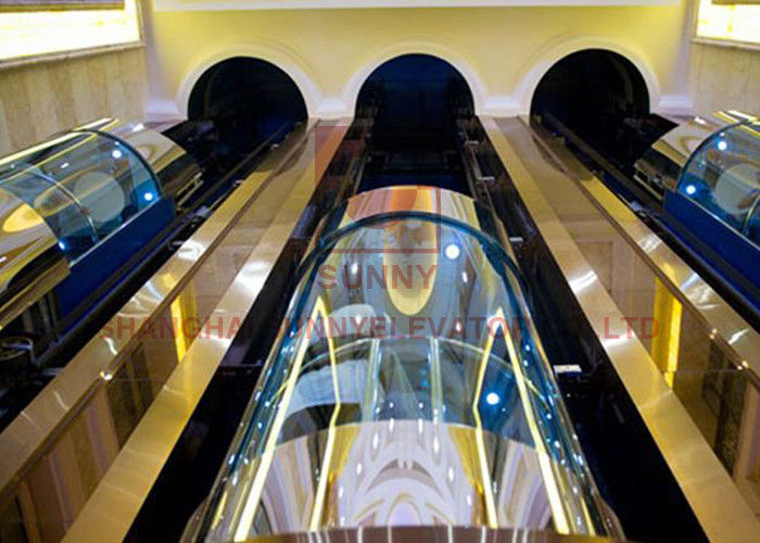 Semicircle Panorama High Speed Elevator Hairline Stainless Steel For Passenger Lift