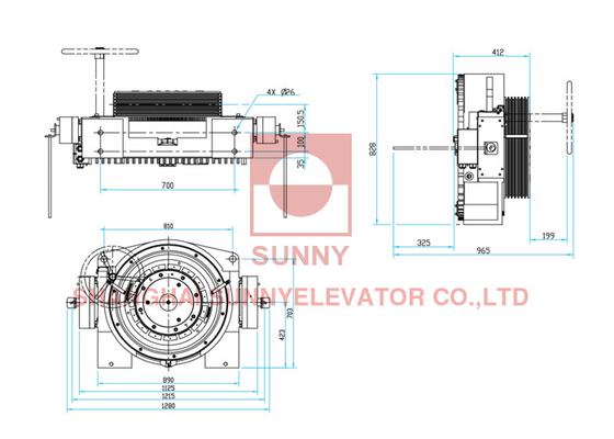 Rope Traction Machine For Heavy Load And High Speed Elevator Performance