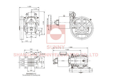 Vvvf Drive Dc Gear Motor Engine Traction Unit For Lift / Elevator Parts