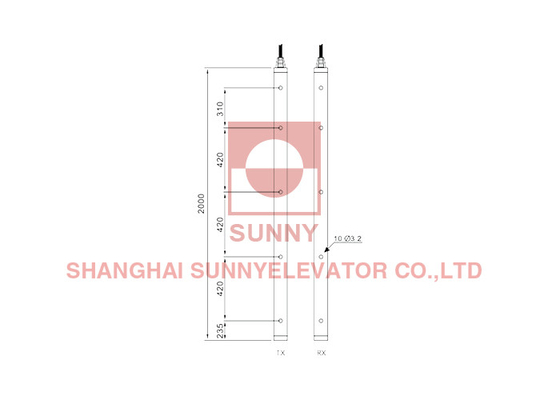 Low Profile Elevator Light Curtain With 194 Beams And 0-4000mm Detecting Distance