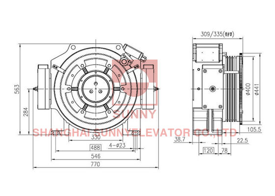 32 Poles Passengers Gearless Traction Machine Motor 1050kg Load