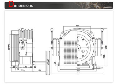 Elevator Traction Motor , Gearless Elevator Machine Low Operation Noise